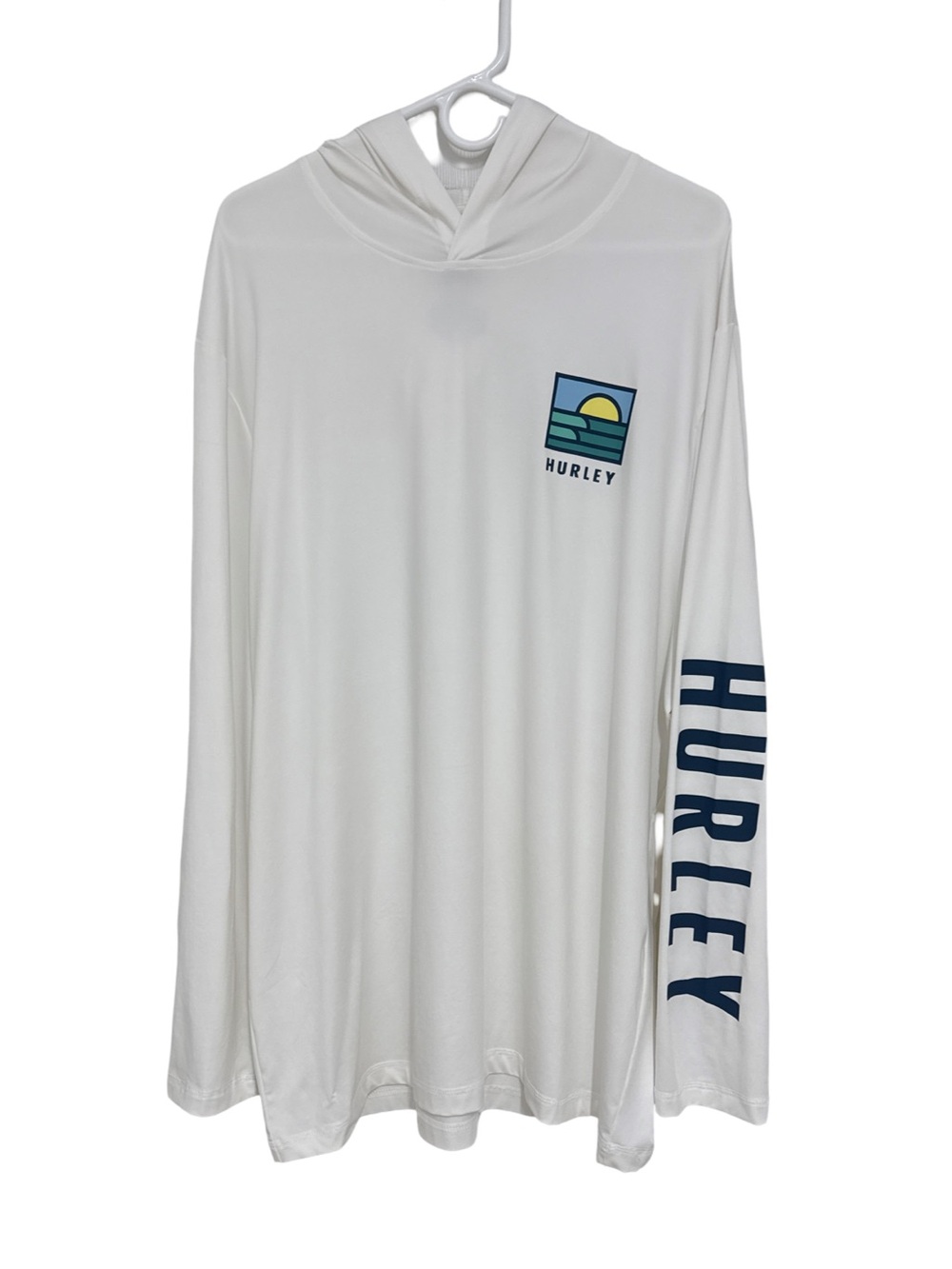 Hurley Hooded Long Sleeve Swim Shirt Cover Up Men’s XXL Tall White